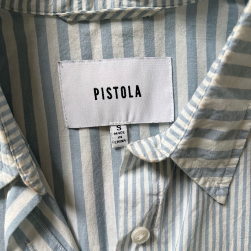 Pistola Striped Button-Down in Sky Blue — Size Small - Picture 2 of 12